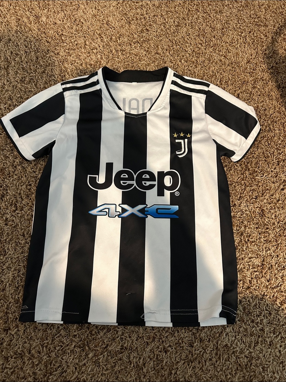 Juventus Kids Black & White Striped Jersey with Jeep Logo